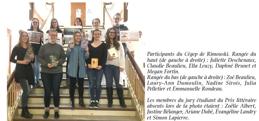 participants prix littéraire cégep